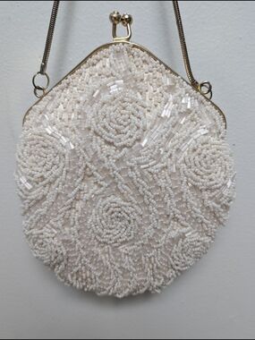 Vintage Du-Val Hand Beaded Floral Kiss Lock Evening Bag Hong Kong